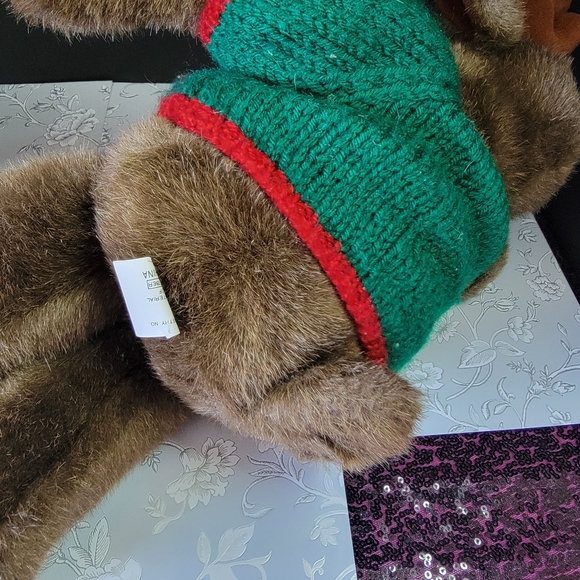 Vintage Christmas Holiday Moose Reindeer Plush with Sweater Yangjee - Picture 9 of 12
